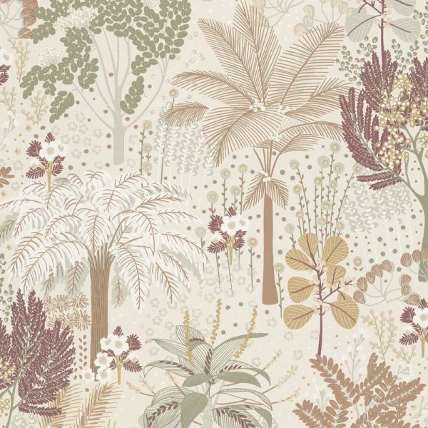 paper pintat vegetació tropical amb fons beix i tonalitats metal·litzades