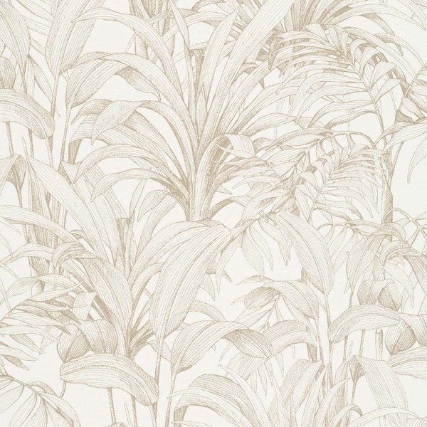 papel pintado hojas tropicales doradas con fondo blanco