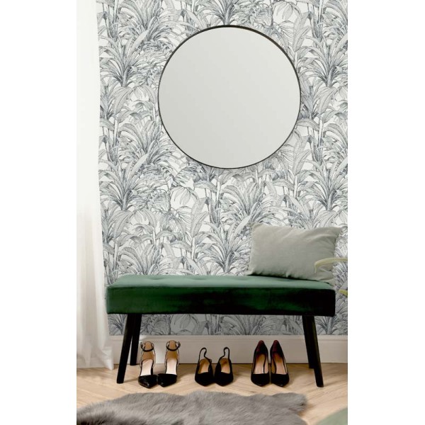 papel de parede  folhas tropicais pretas com fundo branco