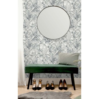 papel de parede  folhas tropicais pretas com fundo branco