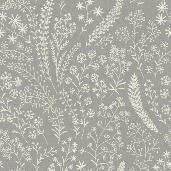 paper pintat flors silvestres de color blanc amb fons gris