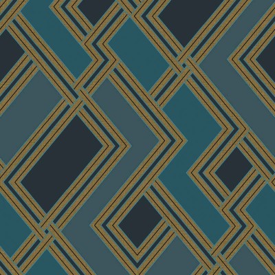 paper pintat geomètric en forma de laberint de color blau bondi amb daurat fosc paper pintat geomètric en forma de laberint de color blau bondi amb daurat fosc