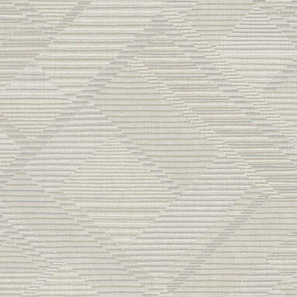 Papel pintado geométrico con forma de zig zag de color beige y tonalidades plateadas y beige metalizado
