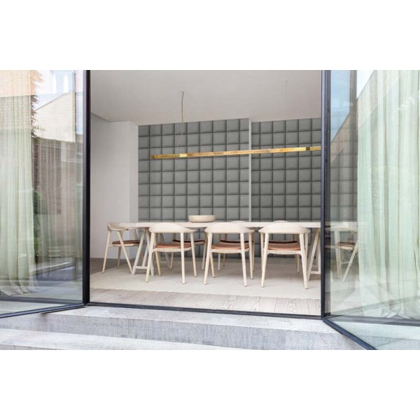 Papel de parede acolchado com quadrados efeito 3d cor cinza escuro Papel de parede acolchado com quadrados efeito 3d cor cinza escuro