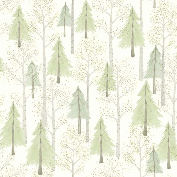 paper pintat infantil arbres de color verd i gris.