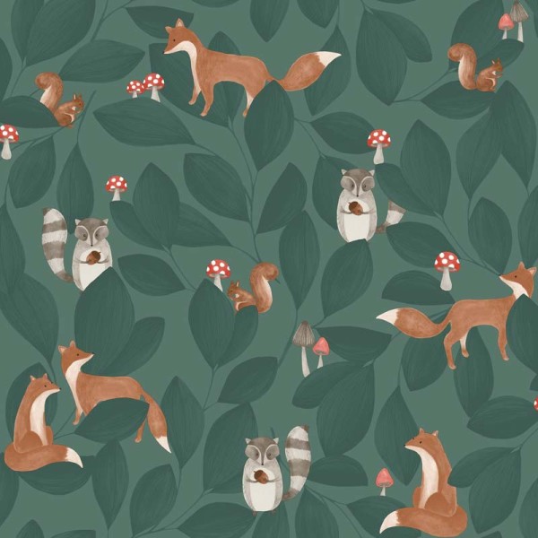papel pintado infantil zorros y ardillas