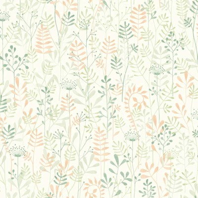 Papel de parede infantil jardim selvagem cheio de plantas verde com acabamento efeito aquarela Papel de parede infantil jardim selvagem cheio de plantas verde com acabamento efeito aquarela