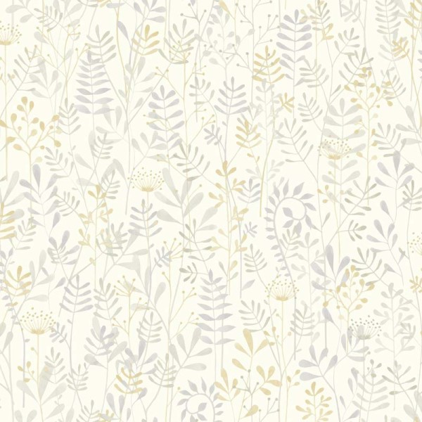 Papel de parede infantil jardim selvagem cheio de plantas cor verde e salmão