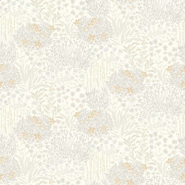 Papel de parede infantil com floresta floral cor cinza claro