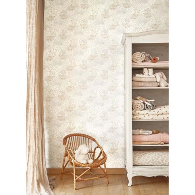 papel pintado infantil arboleda floral color gris claro
