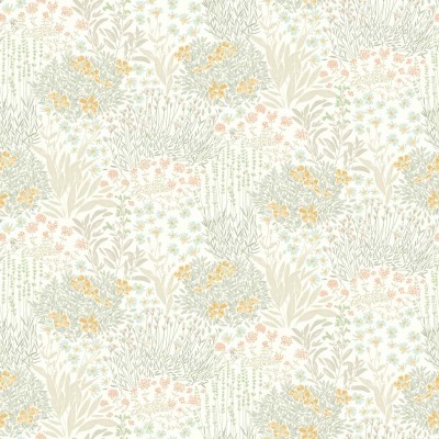 Papel de parede infantil com floresta floral cor verde