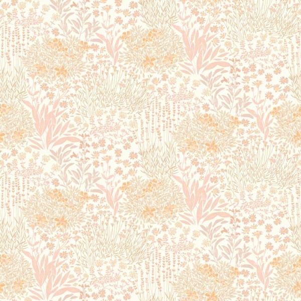 Papel de parede infantil com floresta floral cor rosa