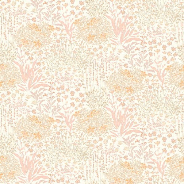 Papel de parede infantil com floresta floral cor rosa