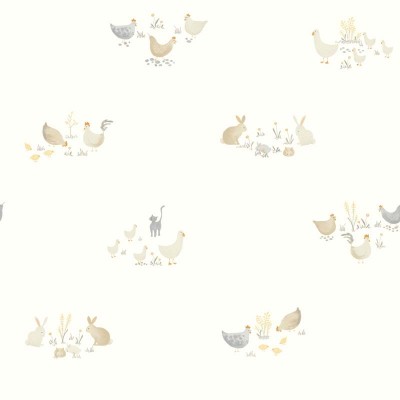 papel de parede infantil com animais da fazenda em cinza e bege papel de parede infantil com animais da fazenda em cinza e bege