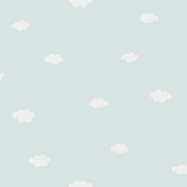 papel de parede infantil com nuvens brancos e fundo azul claro