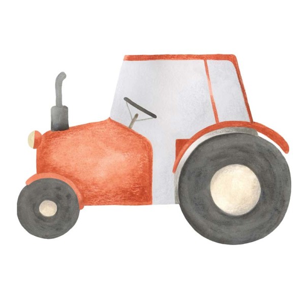 Sticker infantil adhesivo con tractor rojo