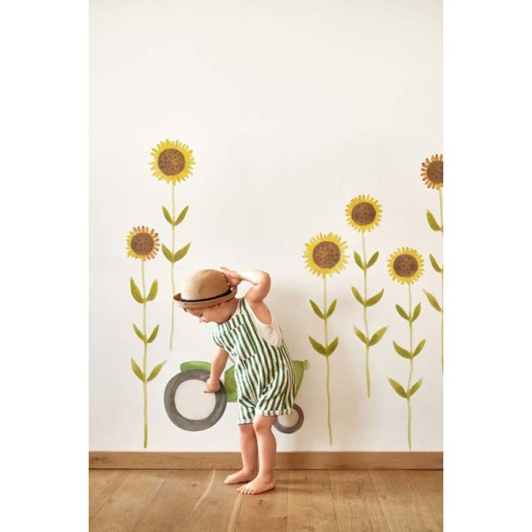 Sticker infantil adhesivo con girasoles