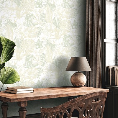 Papel pintado tropical con hojas Papel pintado tropical con hojas