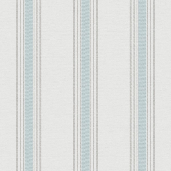 papel de parede riscas efeito tecido cor azul claro, cinza e branco