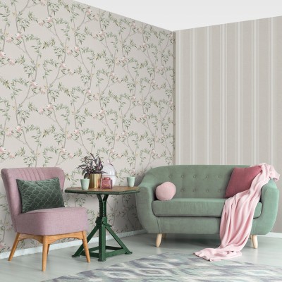 papel de parede efeito tecido cor bege e creme 2