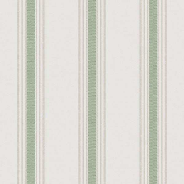 papel pintado rayas efecto tejido color verde, beige y crema