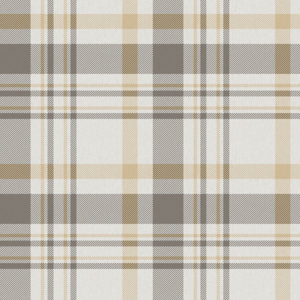 papel de parede xadrez escocês cor cinza, ocre e branco acinzentado