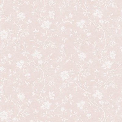 papel de parede floral romântico contendo magnólias brancas sobre um fundo rosa nude