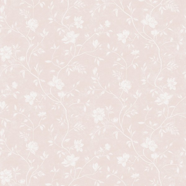 papel de parede floral romântico contendo magnólias brancas sobre um fundo rosa nude