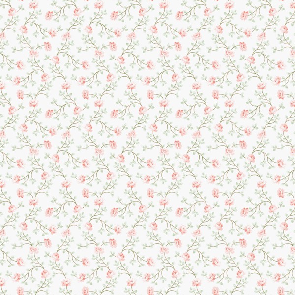 paper pintat flors petites de color vermell suau i fulles verdes