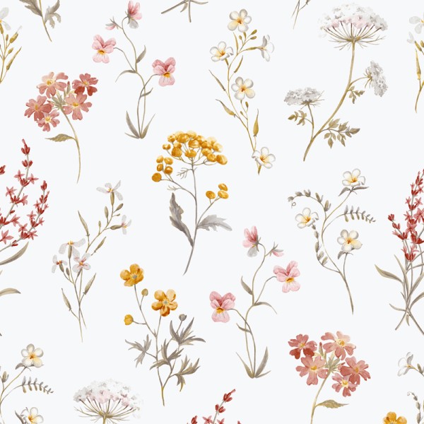 papel de parede botânico, contém diferentes tipos com flores veremlhas, ocre e verde escuro