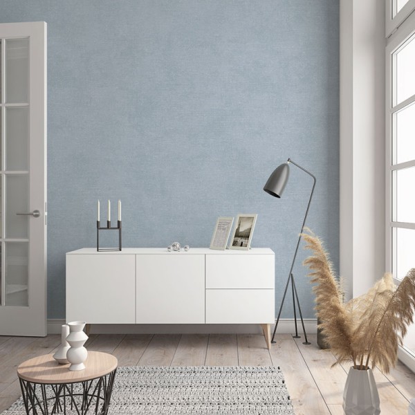 Papel pintado liso azul grisáceo