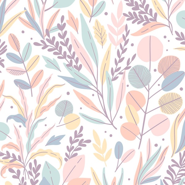 papel de parede folhas selvagens cor pastel