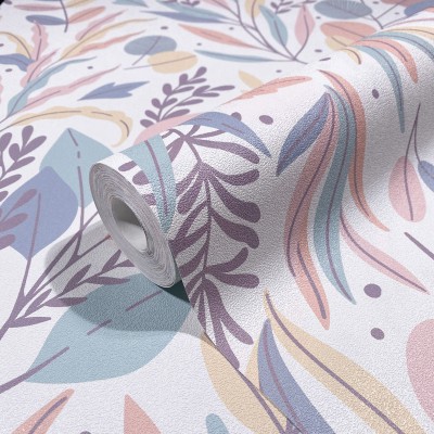 papel de parede folhas selvagens cor pastel