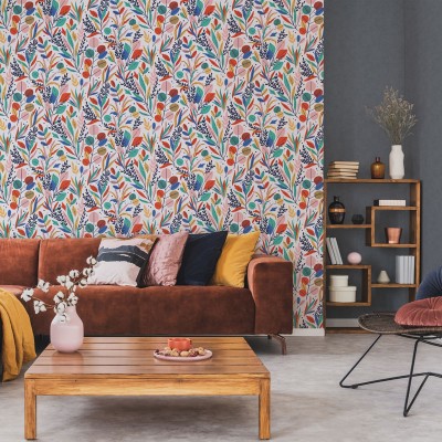 papel de parede folhas selvagens cor multi papel de parede folhas selvagens cor multi