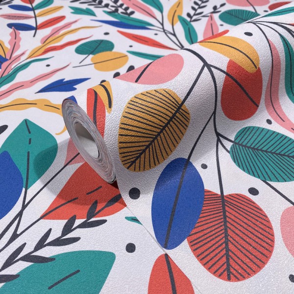 papel de parede folhas selvagens cor multi papel de parede folhas selvagens cor multi