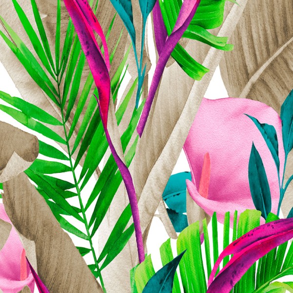 Papel pintado TROPICAL CON FLORES...
