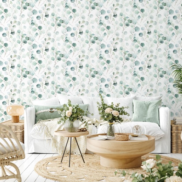 papel de parede folhas efeito aquarela cor verde papel de parede folhas efeito aquarela cor verde