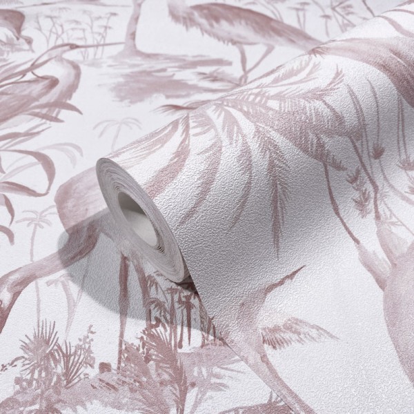 papel de parede tropical com flamingos cor rosa.