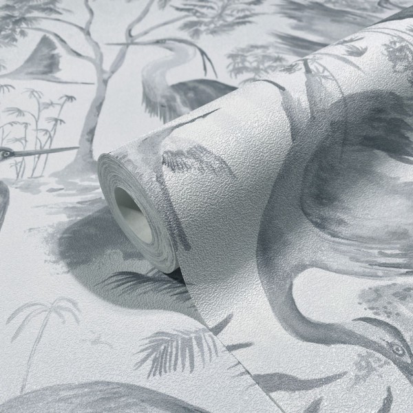 papel de parede tropical com flamingos cor cinza papel de parede tropical com flamingos cor cinza