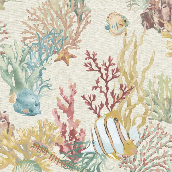 papel pintado fondo marino con corales y peces en el mar