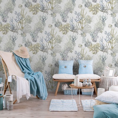 papel pintado fondo marino con corales y peces 2