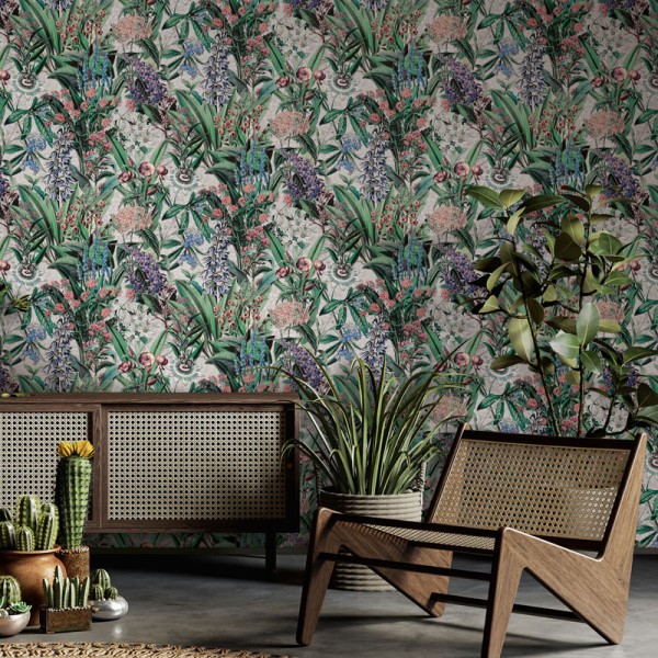 papel pintado jardín floral con fondo blanco papel pintado jardín floral con fondo blanco