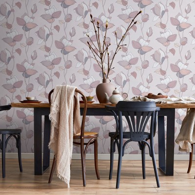 paper pintat floral amb flors grans i branques
