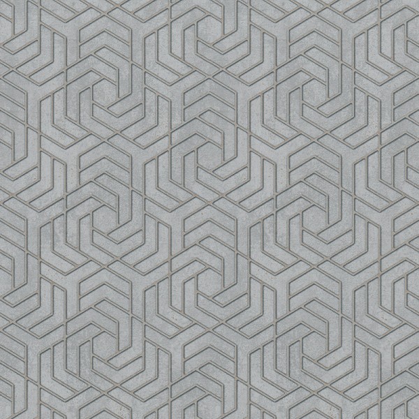 paper pintat geomètric gris amb platejat, fons efecte formigó