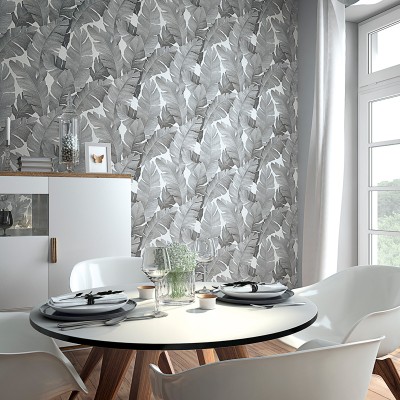 papel de parede folhas tropicais de prata com textura papel de parede folhas tropicais de prata com textura