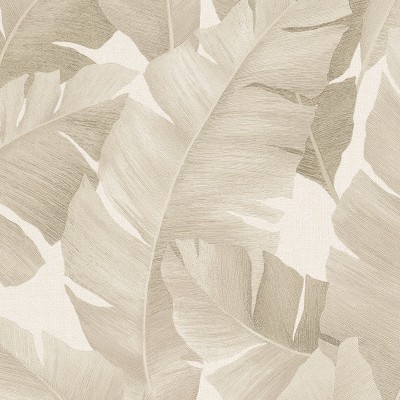 papel de parede folhas tropicais bege