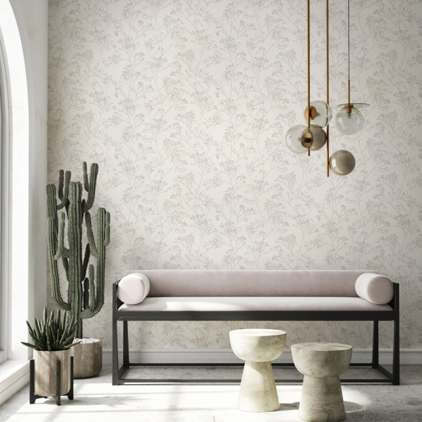 papel de pared ramos cor bege perla