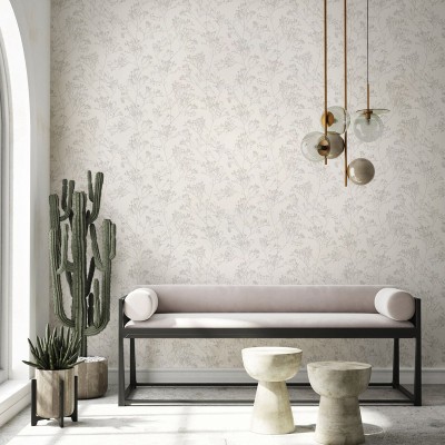 papel de pared ramos cor bege perla