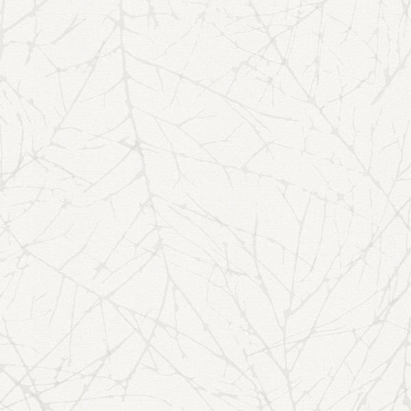 papel de parede vinílico com ramos cor branco perla com textura