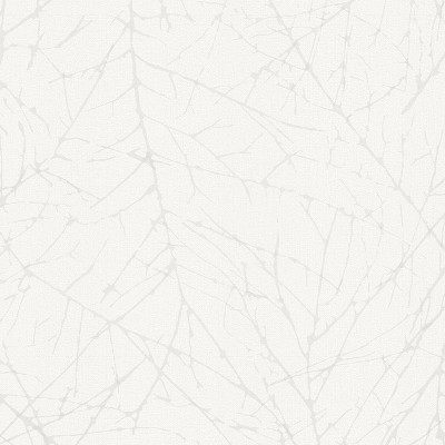 papel de parede vinílico com ramos cor branco perla com textura